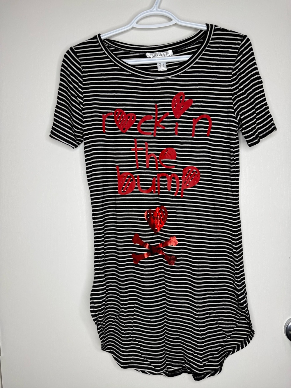 Streetwear Society Striped Tee with Red Foil 'Rockin the Bump' Large